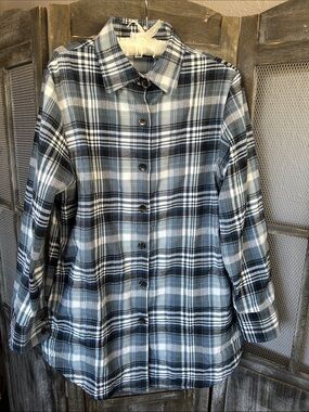 LuLaRoe Abigail style Button-Up Shacket Jacket - Blue Plaid